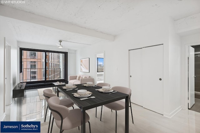 345 N Canal St Unit 1003, Chicago, IL 60606 - dining room featuring beam ceiling and baseboards