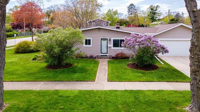 204 N Rohlwing Rd, Palatine, IL 60074 - ranch-style house with an attached garage, a front yard, concrete driveway, and entry steps