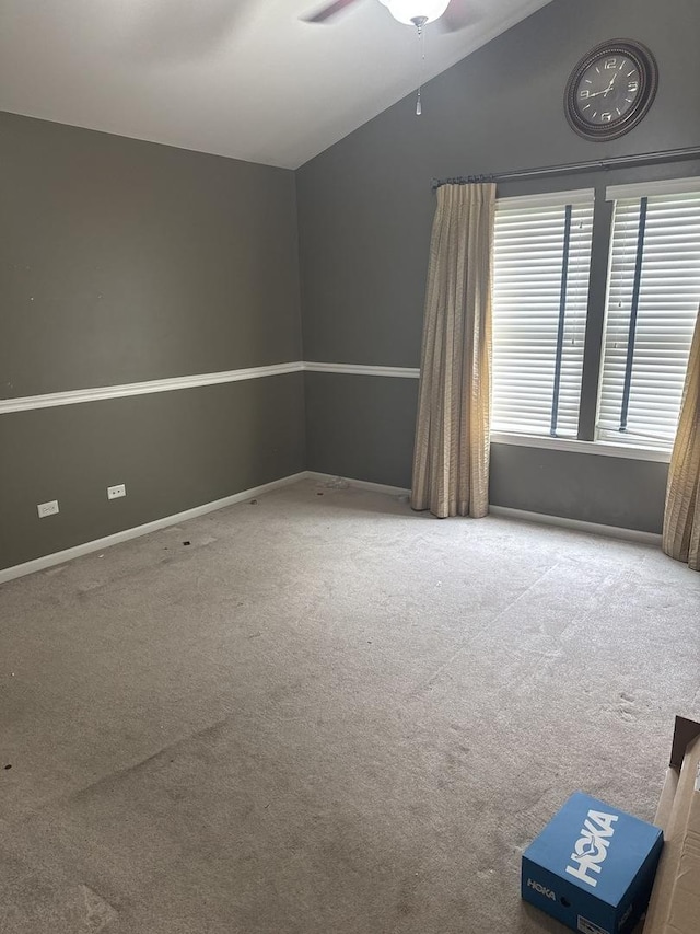 5588 Cambridge Way, Hanover Park, IL 60133 - carpeted spare room featuring lofted ceiling, baseboards, and a ceiling fan