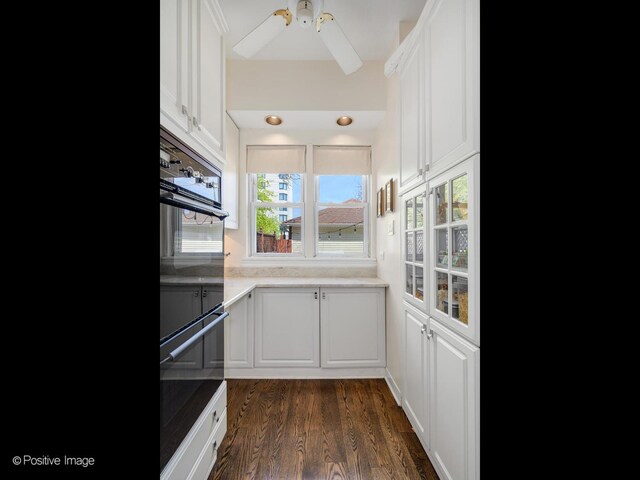 2426 W Mclean Ave, Chicago, IL 60647 - kitchen featuring healthy amount of natural light, white cabinetry, and dark wood-style flooring
