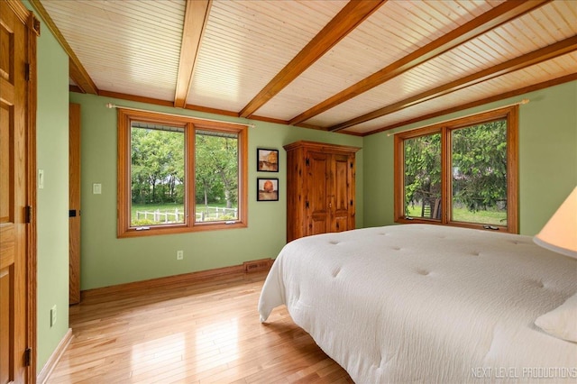 6N198 Old Homestead Rd, Saint Charles, IL 60175 - bedroom with light wood-style flooring, baseboards, and wooden ceiling