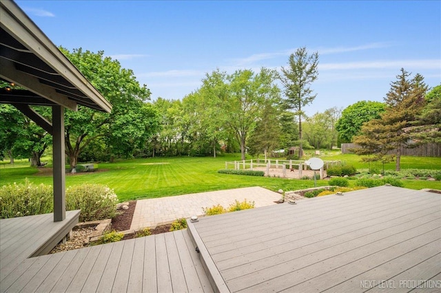 6N198 Old Homestead Rd, Saint Charles, IL 60175 - wooden terrace featuring a yard, view of scattered trees, and a vegetable garden