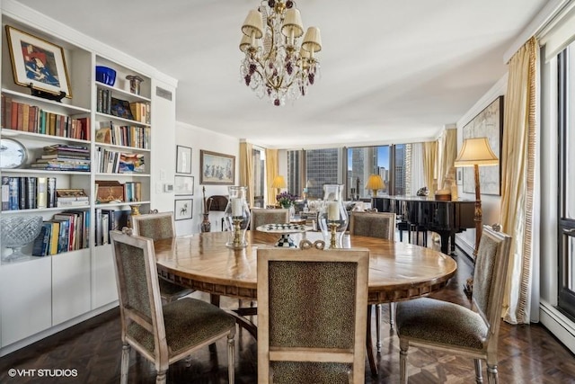 dining space featuring a chandelier