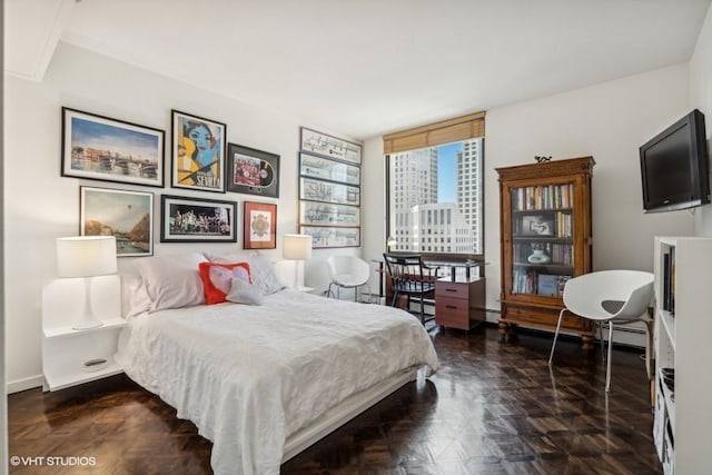 bedroom with a baseboard radiator