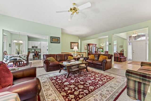 638 Roxbury Rd, Rockford, IL 61107 - living area featuring plenty of natural light, a chandelier, and ceiling fan