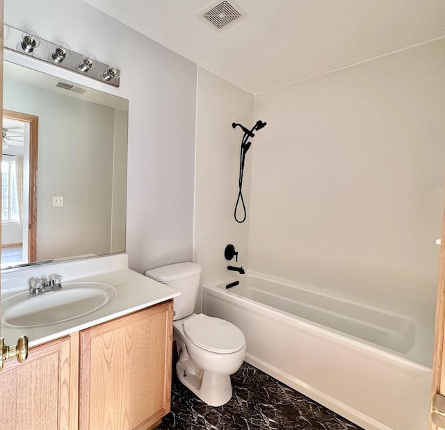 2278 Twilight Dr, Aurora, IL 60503 - bathroom featuring toilet, visible vents, marble finish floor, and vanity