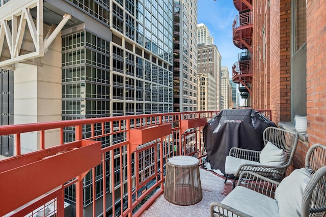balcony with a view of city