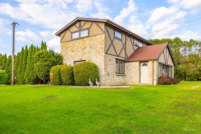 4703 Garfield Ave, Lisle, IL 60532 - view of side of property featuring stone siding, stucco siding, and a yard