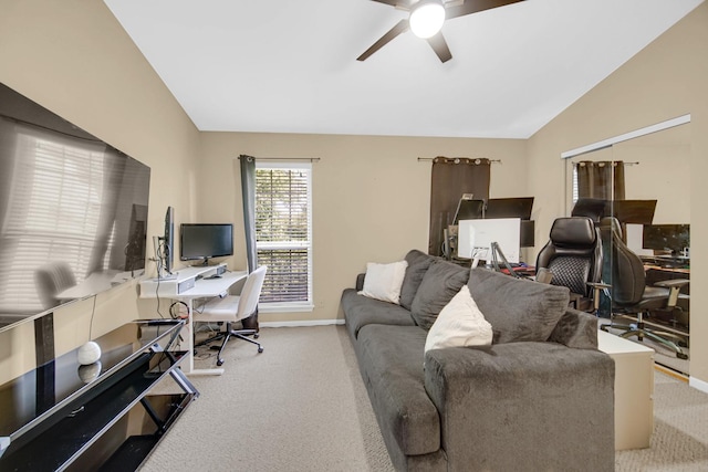 517 Woodcrest Dr, Mundelein, IL 60060 - carpeted office featuring ceiling fan and lofted ceiling