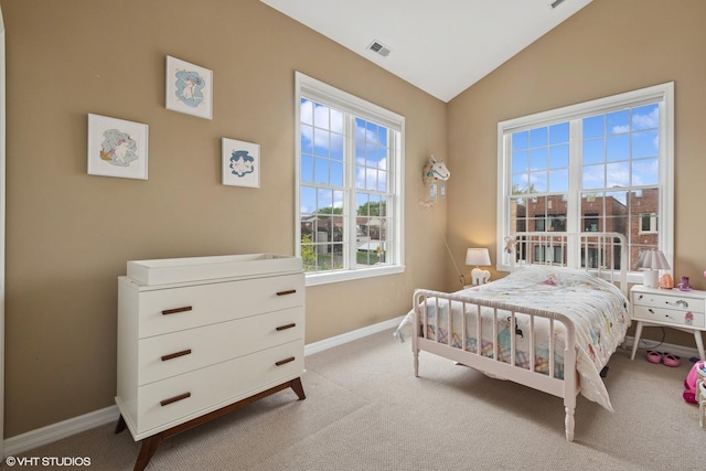 837 W 34th Pl, Chicago, IL 60608 - bedroom with baseboards, carpet flooring, and lofted ceiling
