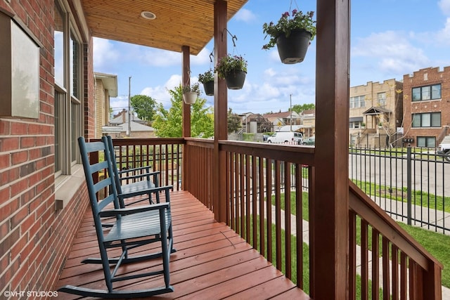 837 W 34th Pl, Chicago, IL 60608 - wooden deck featuring a residential view