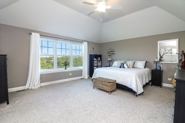 12911 Mayfair Dr, Lemont, IL 60439 - bedroom featuring vaulted ceiling, light colored carpet, baseboards, and ceiling fan