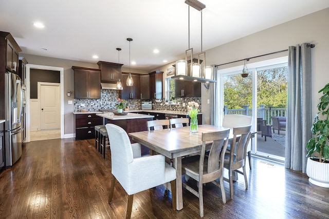 12911 Mayfair Dr, Lemont, IL 60439 - dining space with dark wood-style flooring and recessed lighting