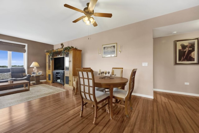 390 S Western Ave Unit 703, Des Plaines, IL 60016 - dining space with baseboards, ceiling fan, and wood finished floors