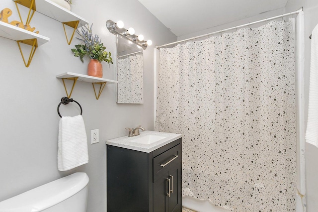 4603 Bonner Dr, Mchenry, IL 60050 - full bathroom featuring toilet, vanity, and a shower with shower curtain