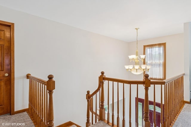 2020 Saint Andrews Dr, Plainfield, IL 60586 - stairway featuring carpet and a chandelier