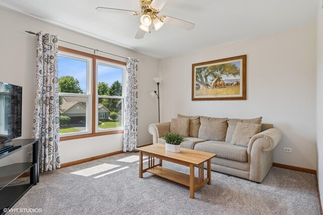 2020 Saint Andrews Dr, Plainfield, IL 60586 - carpeted living room featuring baseboards and a ceiling fan