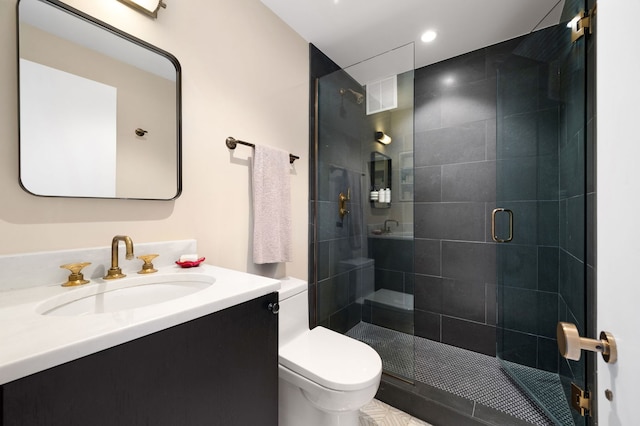 1040 N Lake Shore Dr Unit 4C, Chicago, IL 60611 - bathroom featuring vanity, a stall shower, and recessed lighting