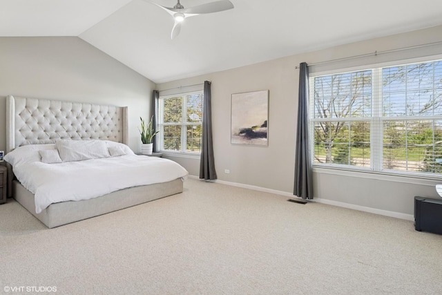 62 Andover Cir, Northbrook, IL 60062 - bedroom with carpet floors, vaulted ceiling, baseboards, and ceiling fan