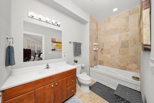 2158 N Natchez Ave Unit 1N, Chicago, IL 60707 - bathroom featuring shower / bathing tub combination, vanity, and toilet