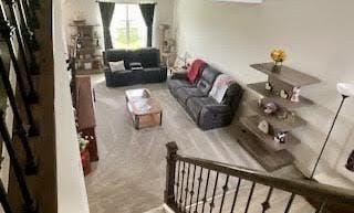 living area with carpet