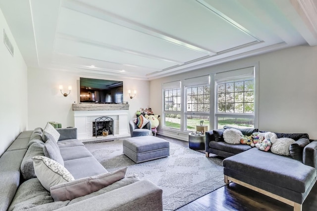 3511 Stackinghay Dr, Naperville, IL 60564 - living room with a fireplace and wood finished floors
