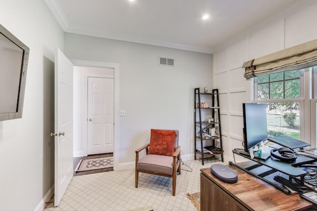 3511 Stackinghay Dr, Naperville, IL 60564 - office area with ornamental molding, recessed lighting, and baseboards