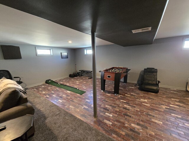 15509 Brianne Ln, Oak Forest, IL 60452 - basement featuring brick patterned floors, baseboards, recessed lighting, and healthy amount of natural light