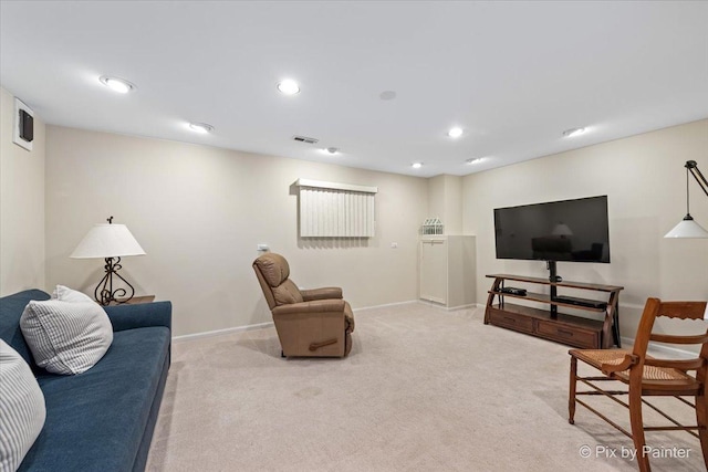 1840 Nashville Ln, Crystal Lake, IL 60014 - living room with light colored carpet, baseboards, and recessed lighting