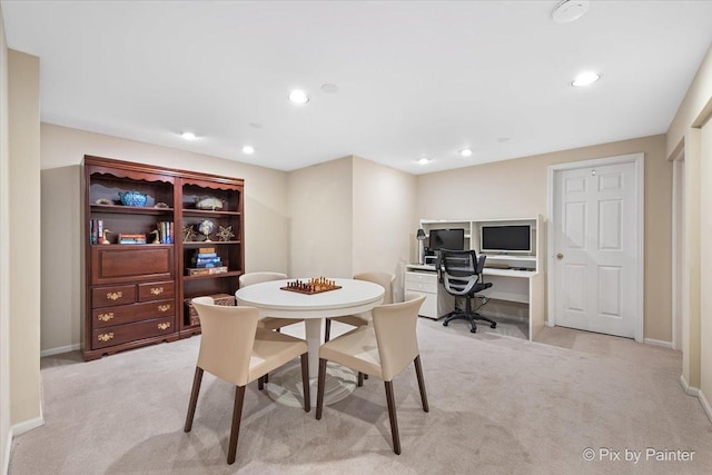 1840 Nashville Ln, Crystal Lake, IL 60014 - dining space with light carpet, a desk, baseboards, and recessed lighting