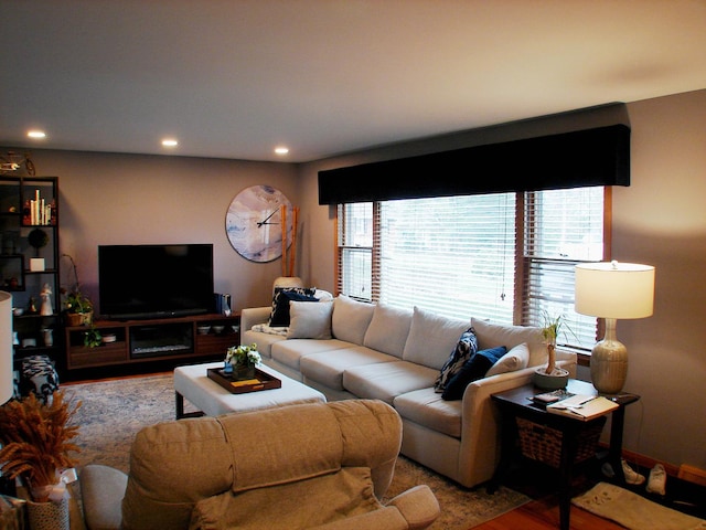 571 Dawn Cir, Grayslake, IL 60030 - living room featuring baseboards, recessed lighting, and wood finished floors