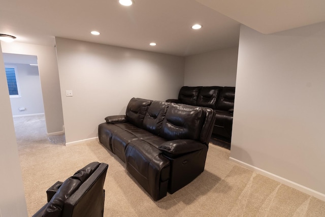 131 Glenbrook Cir, Gilberts, IL 60136 - cinema room with light carpet, baseboards, and recessed lighting