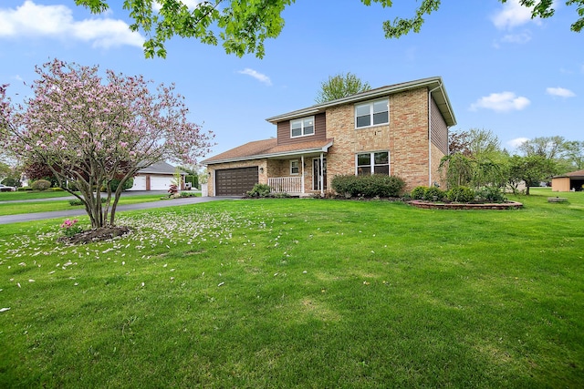 2800 Abbington Dr, New Lenox, IL 60451 - traditional-style home with an attached garage, brick siding, asphalt driveway, and a front lawn