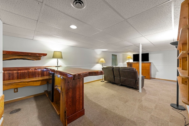 726 Hawthorne Ln, Genoa, IL 60135 - office area featuring light colored carpet and a paneled ceiling