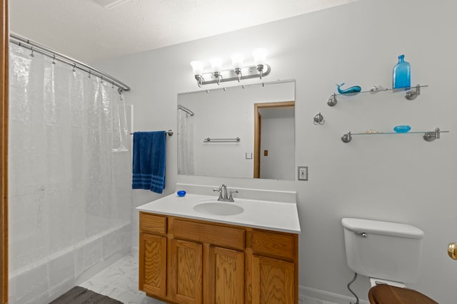 726 Hawthorne Ln, Genoa, IL 60135 - bathroom featuring vanity, shower / bathtub combination with curtain, and marble look tile flooring