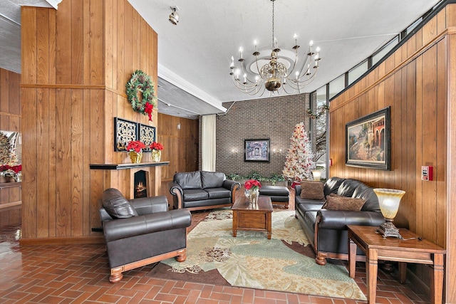 common area featuring wood walls