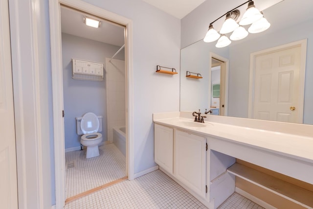 26 Prairie Dr, Westmont, IL 60559 - full bath with toilet, shower / bathtub combination, tile patterned flooring, and vanity