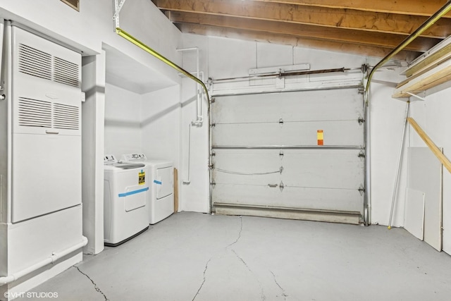 519 Catalpa Dr, Round Lake, IL 60073 - garage with washing machine and dryer and a heating unit
