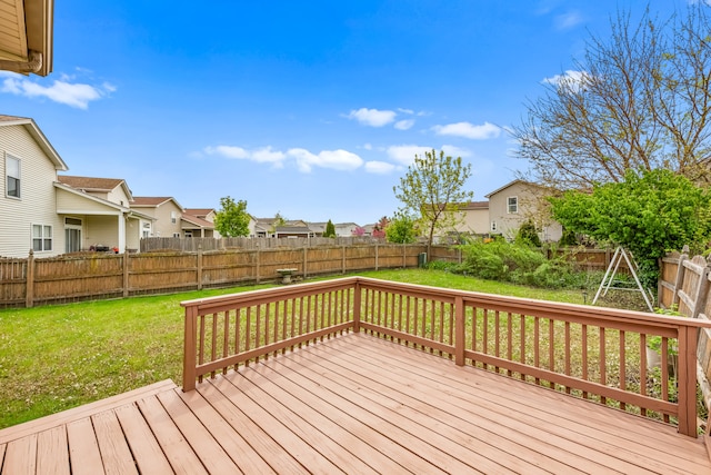 wooden deck featuring a residential view
