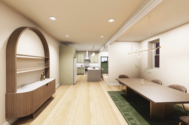 3408 S Carpenter St, Chicago, IL 60608 - hall with baseboards, light wood-type flooring, and recessed lighting