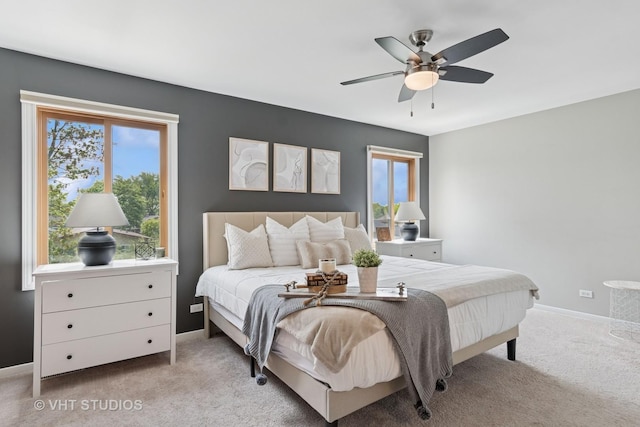 690 Queenswood Ln, Wheaton, IL 60189 - bedroom featuring light colored carpet, baseboards, and a ceiling fan