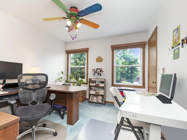 848 Braintree Ln, Bartlett, IL 60103 - office area featuring plenty of natural light, light colored carpet, and ceiling fan