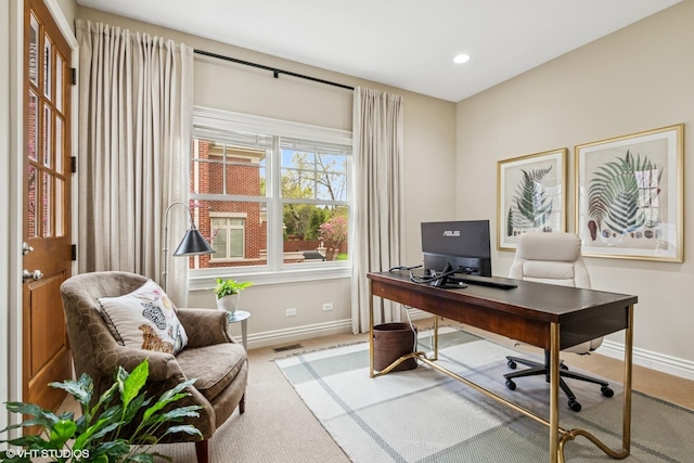 3324 Lakeside Ave, Northbrook, IL 60062 - carpeted home office with baseboards and recessed lighting
