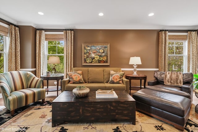 3324 Lakeside Ave, Northbrook, IL 60062 - living area featuring plenty of natural light, recessed lighting, and ornamental molding