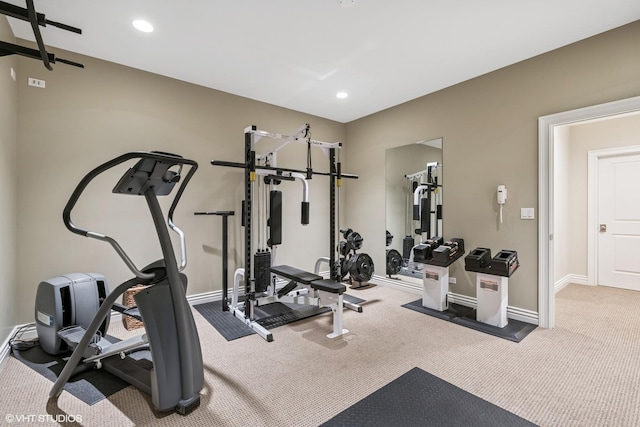 3324 Lakeside Ave, Northbrook, IL 60062 - exercise room with carpet flooring, baseboards, and recessed lighting