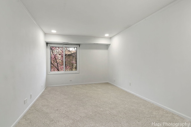 1132 E Randville Dr Unit 2E, Palatine, IL 60074 - carpeted empty room with crown molding, baseboards, and recessed lighting