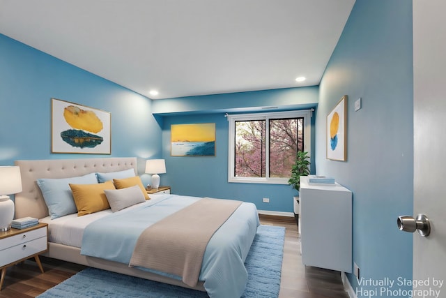 1132 E Randville Dr Unit 2E, Palatine, IL 60074 - bedroom with wood finished floors, recessed lighting, and baseboards