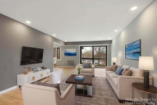 1132 E Randville Dr Unit 2E, Palatine, IL 60074 - living room with light wood-type flooring, recessed lighting, and baseboards