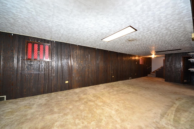2820 S Shields Ave, Chicago, IL 60616 - finished basement featuring wooden walls, carpet floors, and stairs