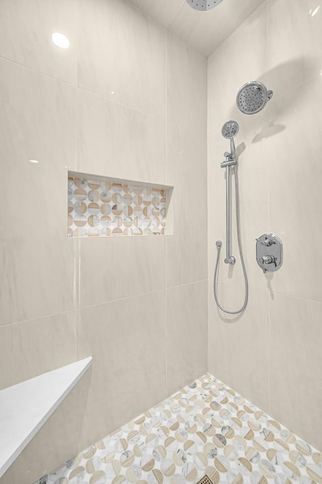 1212 Georgias Way, New Lenox, IL 60451 - full bathroom with double vanity, a soaking tub, tile patterned floors, and a chandelier